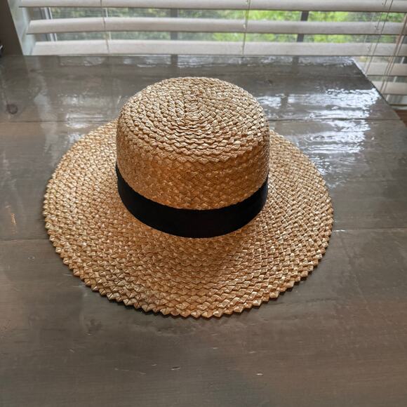 Lack of Color Black Band Rico Zigzag Boater Hat Sz M - Picture 3 of 14